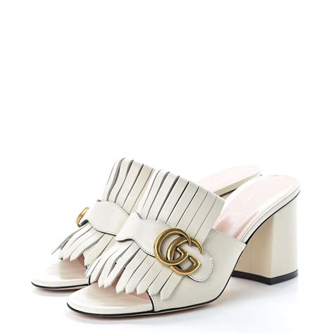 gucci marmont fringed mules|Gucci white sandals.